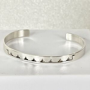 Navajo Cuff Bracelet 925 Sterling Silver Skeets Design Kiva Steps Vintage